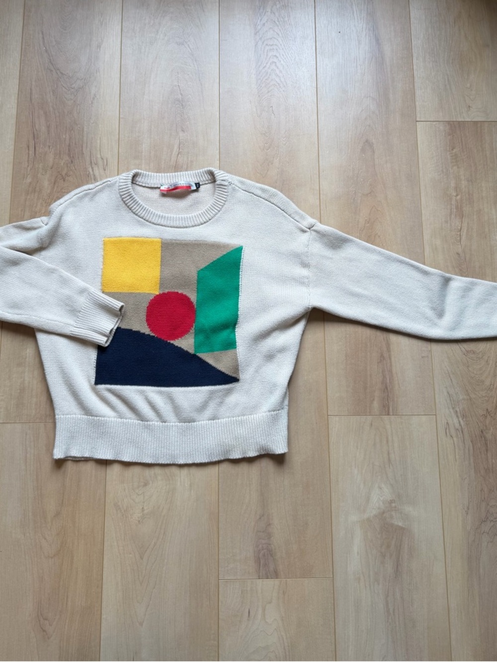 Twik Cream Geometric Knit Sweater Size Small